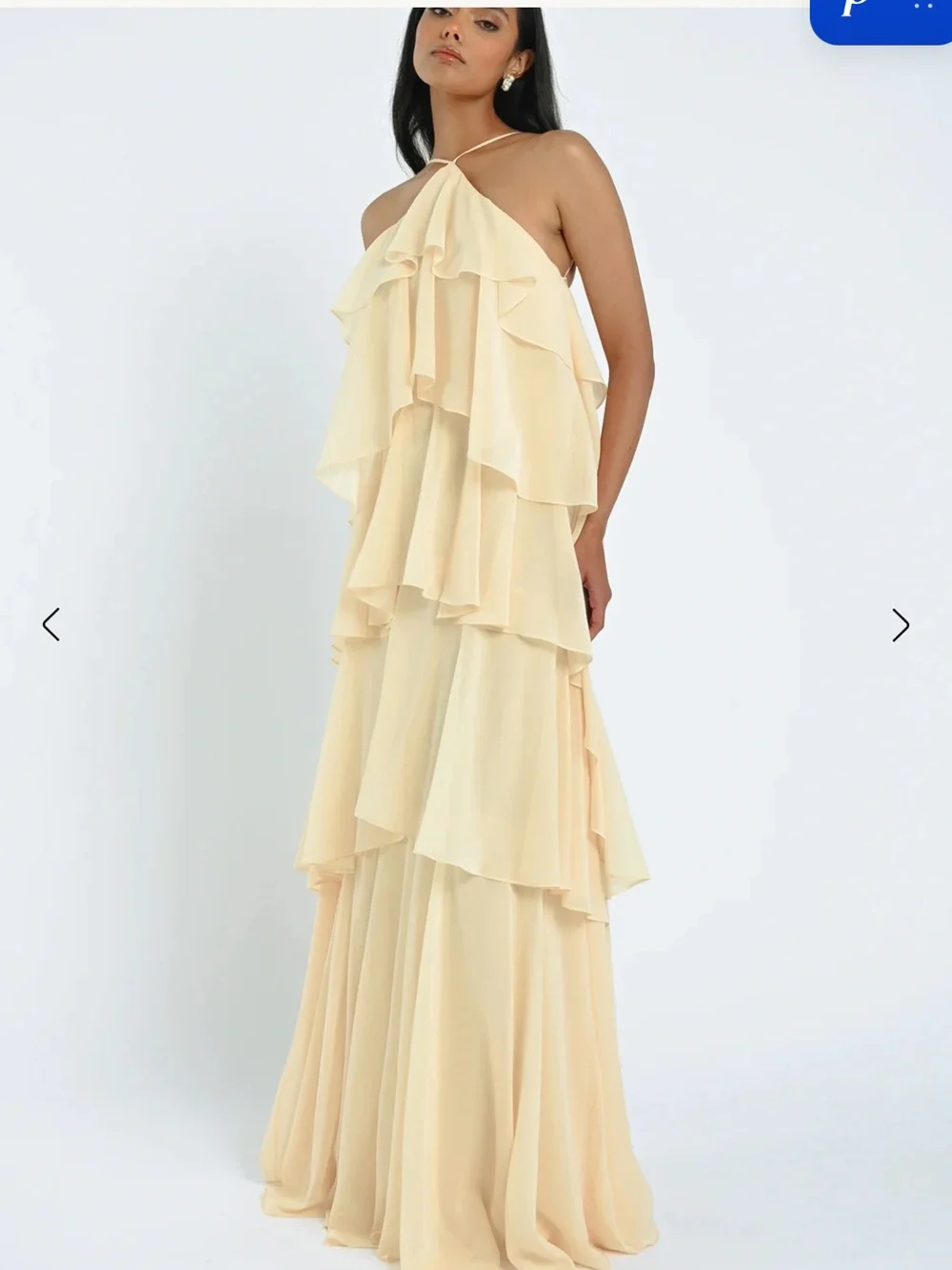 Jenny Yoo Buttercup Yellow Layered Chiffon Maxi Dress